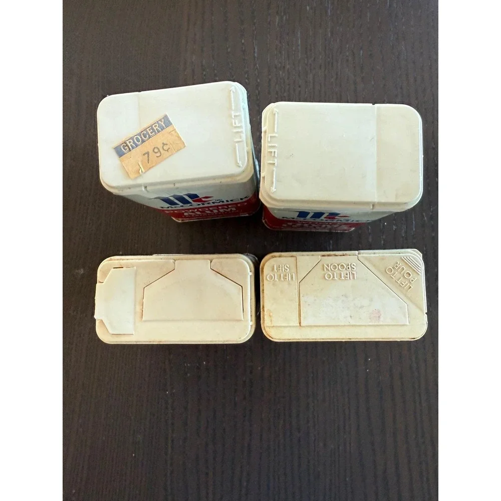 Vintage McCormick Spice Tins Alum Thyme Allspice Cream of Tartar Red & White